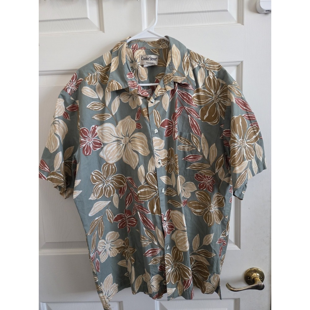 Cooke Street Honolulu Hawaiian Aloha Shirt XL 100% Cotton Floral Made Hawaii
